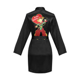 Be My Valentine Women's Long Sleeve Belted Satin Feel Dressing Lounge Robe