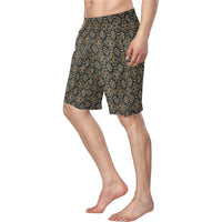 Brown Black Aztec Men's Western Swim Trunk Board Shorts