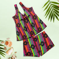 Neon Aztec Tankini & Boy Shorts Swim Set