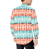 Turquoise Orange Aztec Unisex Western Button UP Shirt