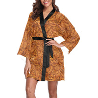 Tooled Leather Print Women's Lounge Kimono Robe