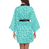 Mini Turquoise Horeshoe Women's Lounge Kimono Robe