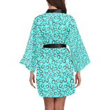 Mini Turquoise Horeshoe Women's Lounge Kimono Robe