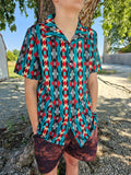 Jade Aztec Men's Western Camp Shirt