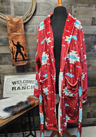 Burgundy Aztec Women's Western Bath Robe