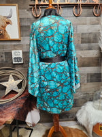 All Turquoise Women's Lounge Kimono Robe