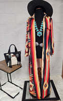 Southwestern Aztec Long Shirt Dress Duster