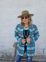 Teal Aztec Women's Western Blazer