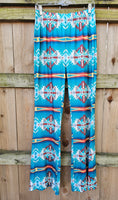 Teal Aztec Flare Pants