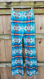 Teal Aztec Flare Pants