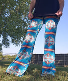 Teal Aztec Flare Pants