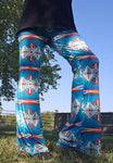 Teal Aztec Flare Pants