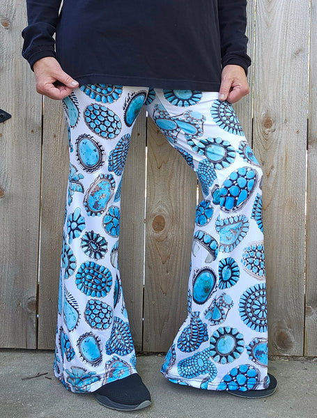 All Turquoise Flare Pants