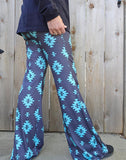 Charcoal Turquoise Aztec Flare Pants