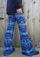 Navy Aztec Flare Pants