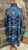 Navy Aztec Womens Western Lightweight Cardigan