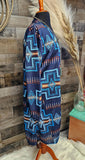 Navy Aztec Womens Western Lightweight Cardigan