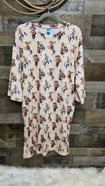 Vintage Cowgirl Oversized Sleep Shirt