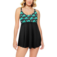 Turquoise Hat Swim Dress & Shorts Set