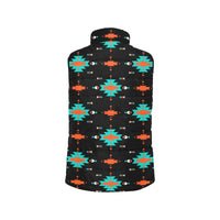 Turquoise Orange Aztec Women's Western Puffy Vest