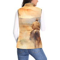 Watercolor Cowboy Women's Western Puffy Vest