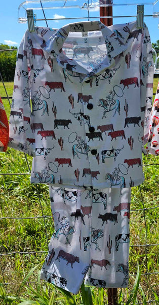 Cattle Drive Girl's Western Pajama Set