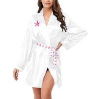 Bridesmaid Women's Long Sleeve Belted Satin Feel Dressing Lounge Robe