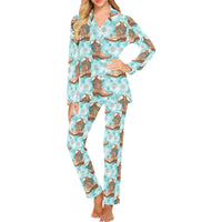 Turquoise Christmas Boots Women's Western Pajamas