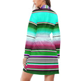 Turquoise Serape Women's Belted Satin Feel Dressing Lounge Robe