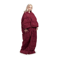 Outdoor Camping Wearable Blanket Goose Feather & Down, Red