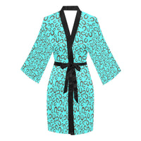 Mini Turquoise Horeshoe Women's Lounge Kimono Robe