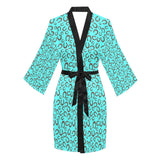 Mini Turquoise Horeshoe Women's Lounge Kimono Robe