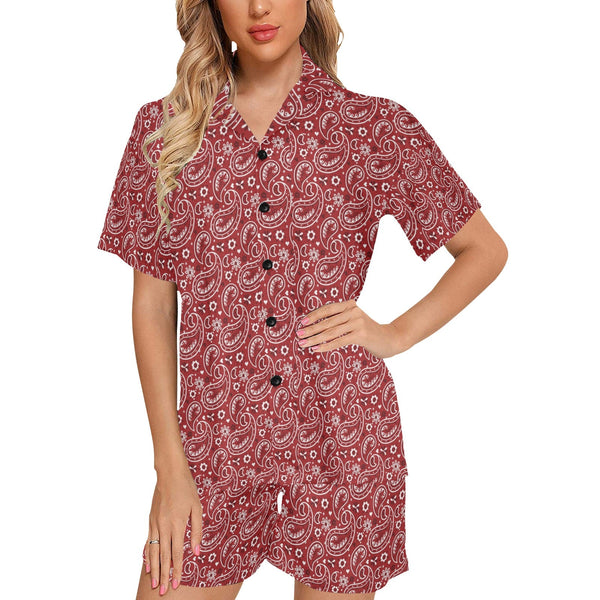 Red Bandana Women's Western Pajama Set