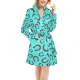 Turquoise Horseshoe Women's Western Bath Robe