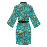 All Turquoise Women's Lounge Kimono Robe