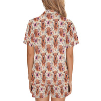 Highland Cow Floral Women's Western Pajama Set