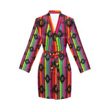 Neon Aztec Women's Long Sleeve Belted Satin Feel Dressing Lounge Robe