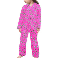 Hot Pink Lightning Bolt Girl's Western Pajama Set