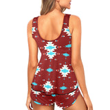 Burgandy Aztec Tankini & Boy Shorts Swim Set