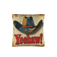 Vintage Western Yeehaw Throw Pillow Case 18 x 18 Made in America