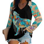 Baha Ranch Western Native Wolf Long Sleeve Tee