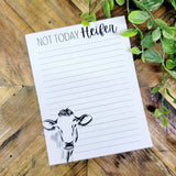 Not Today Heifer Cow Notepad Western