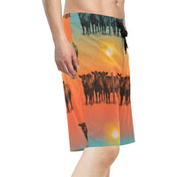 Sunset Cattle Ranch Men's Beach Board Shorts