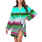 Turquoise Serape Women's Belted Satin Feel Dressing Lounge Robe