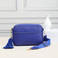 Dark PU Rectangular Crossbody with Tassel