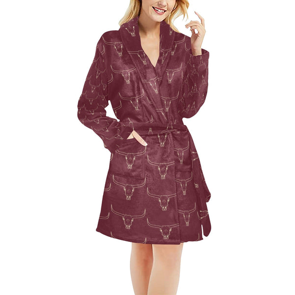 Burgundy Longhorn Women's Western Bath Robe