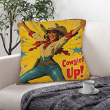 Vintage Cowgirl Up Throw Pillow Case 18 x 18 Made in America