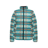 Teal Aztec Women's Puffy Bomber Jacket