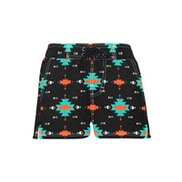 Women's Black Aztec Beach Board Shorts