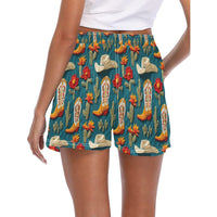 Women's Cactus Cowgirl Boot Beach Board Shorts